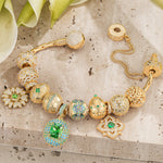 Sterling Silver Greenery Abloom Charms Bracelet Set In 14K Gold Plated (Includes bracelet and all charms shown)
