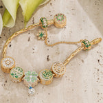 Sterling Silver Lush Greenery Charms Bracelet Set, Featuring Dual Plating in 14K Gold and White Gold (Includes bracelet and all charms shown)