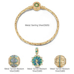 Sterling Silver Energetic Flourish Charms Bracelet Set In 14K Gold Plated (Includes bracelet and all charms shown)