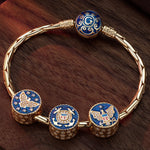 Sterling Silver Azure Forces Charms Bracelet Set With Enamel In 14K Gold Plated (Includes bracelet and all charms shown)