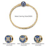 Sterling Silver Azure Forces Charms Bracelet Set With Enamel In 14K Gold Plated (Includes bracelet and all charms shown)