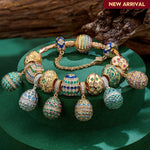 Sterling Silver Springtime Serenity Easter Eggs Charms Bracelet Set With Enamel In 14K Gold Plated (Includes bracelet and all charms shown)