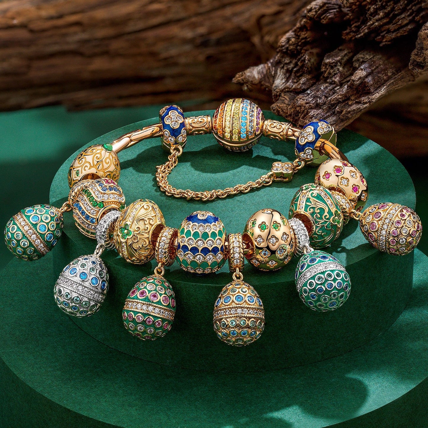Renewal Bloom Tarnish-resistant Silver Easter Egg Dangle Charms In 14K Gold Plated