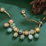 Sterling Silver Springtime Serenity Easter Eggs Charms Bracelet Set With Enamel In 14K Gold Plated (Includes bracelet and all charms shown)