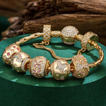 Sterling Silver Celestial Butterfly Bliss Easter Eggs Charms Bracelet Set In 14K Gold Plated (Includes bracelet and all charms shown)
