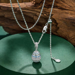 Sterling Silver Adjustable Rope Chain Necklace With Slider Clasp Sapphire Serenade Charm Necklace and Earrings Set In White Gold Plated