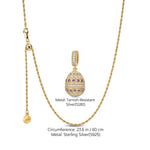 Sterling Silver Adjustable Rope Chain Necklace With Slider Clasp Ruby Serenade Charm Necklace Set In 14K Gold Plated