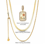 Sterling Silver Layered Necklaces Set: Adjustable Rope Chain Necklace with Slider Clasp Customizable Engraving A Time Remembered Charms Necklace Set In 14K Gold Plated