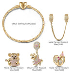 Sterling Silver My Little One Charms Bracelet Set In 14K Gold Plated (Includes bracelet and all charms shown)