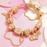 Sterling Silver Nurse's Pride Charms Bracelet Set With Enamel In 14K Gold Plated (Includes bracelet and all charms shown)