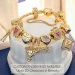 Sterling Silver Blossoming Futures Charms Bracelet Set In 14K Gold Plated (Includes bracelet and all charms shown)