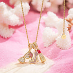 Sterling Silver Adjustable Rope Chain Necklace with Slider Clasp Effortless Glamour Charms Necklace Set In 14K Gold Plated