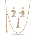 Sterling Silver Adjustable Rope Chain Necklace with Slider Clasp Effortless Glamour Charms Necklace Set In 14K Gold Plated