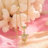 Sterling Silver Adjustable Rope Chain Necklace with Slider Clasp Heartfelt Turtle Charms Necklace Set In 14K Gold Plated