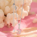 Sterling Silver Adjustable Rope Chain Necklace with Slider Clasp Glowing Dolphin Charms Necklace Set With Enamel In White Gold Plated