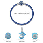 Sterling Silver Dolphin Dawn Charms Bracelet Set In White Gold Plated (Includes bracelet and all charms shown)