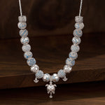 Sterling Silver Classic Bamboo Chain Necklace Coastal Dreams Charms Necklace Set In White Gold Plated