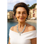 Sterling Silver Classic Bamboo Chain Necklace Coastal Dreams Charms Necklace Set In White Gold Plated