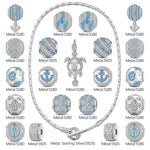 Sterling Silver Classic Bamboo Chain Necklace Coastal Dreams Charms Necklace Set In White Gold Plated