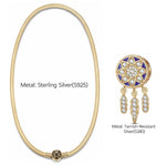 Sterling Silver Dreamcatcher Charm Necklace Set With Enamel In 14K Gold Plated for Her