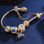 Sterling Silver Brilliant Anchor Charms Bracelet Set With Enamel In 14K Gold Plated (Includes bracelet and all charms shown)