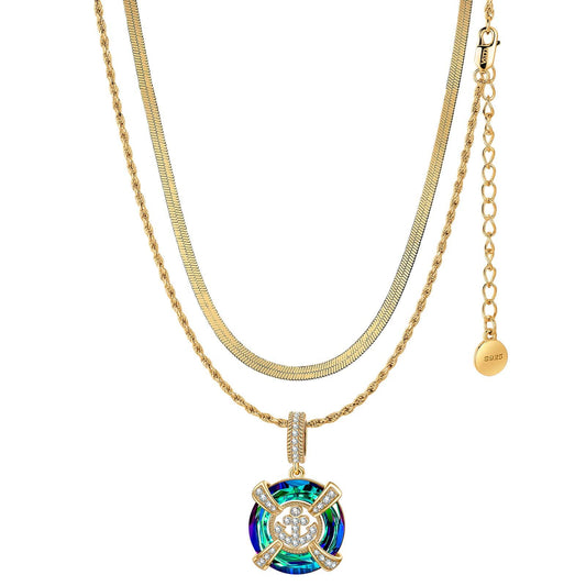 gona- Sterling Silver Shimmering Anchor Charms Necklace Set In 14K Gold Plated