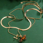 Sterling Silver Puppy Parade Charms Necklace Set with Crystal from Swarovski In 14K Gold Plated