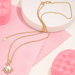 Sterling Silver Adjustable Rope Chain Necklace with Slider Clasp Tender Rose Charms Necklace Set In 14K Gold Plated