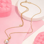 Sterling Silver Adjustable Rope Chain Necklace with Slider Clasp Concinnity Brilliance Charms Necklace Set In 14K Gold Plated