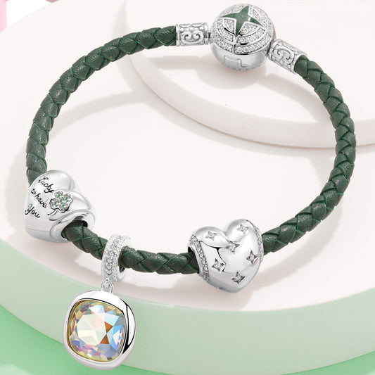 gon- Sterling Silver Love's Embrace Charms Bracelet Set In White Gold Plated (Includes bracelet and all charms shown)