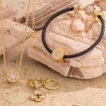Sterling Silver Luxurious Splendor Charms Bracelet and Necklace and Earrings Set In 14K Gold Plated