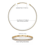 Sterling Silver Tennis Necklace and Bracelet Set with Extension Chain In 14K Gold Plated