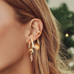 Sterling Silver Team Soul Charms Earrings Set In 14K Gold Plated