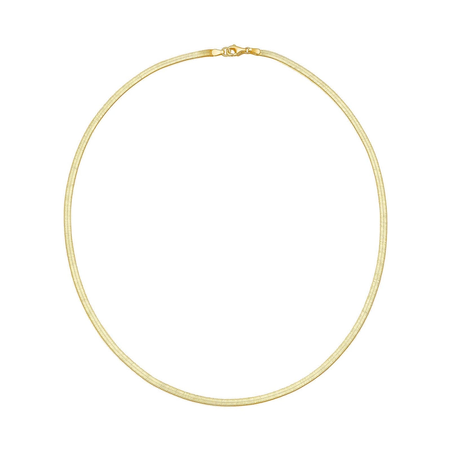 Sterling Silver Flexible Snake Necklace Chain In 14K Gold Plated