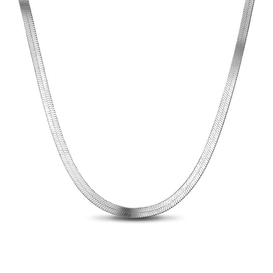 gona- Sterling Silver Flexible Snake Chain Necklace In White Gold Plated