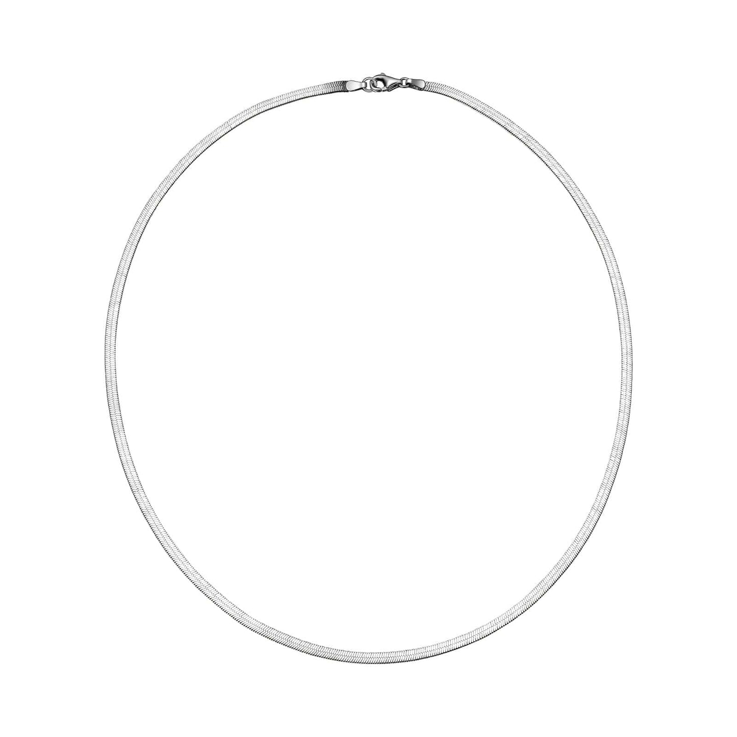 Sterling Silver Flexible Snake Chain Necklace In White Gold Plated