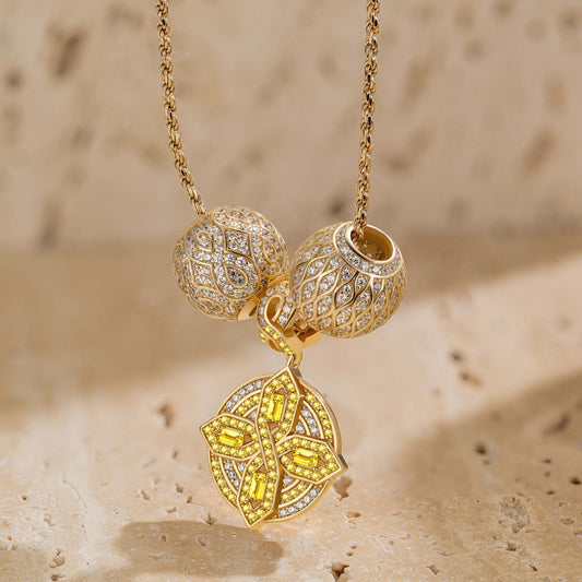 gona- Sterling Silver Blooming Necklace Set In 14K Gold Plated