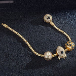 Sterling Silver Spaceship and Polaris Bamboo Chain Charms Bracelet Set With Enamel In 14K Gold Plated (Includes bracelet and all charms shown)