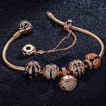 Starry Eternity Collection Tarnish-resistant Silver Charms Bracelet Set With Enamel In Rose Gold Plated (Includes bracelet and all charms shown)