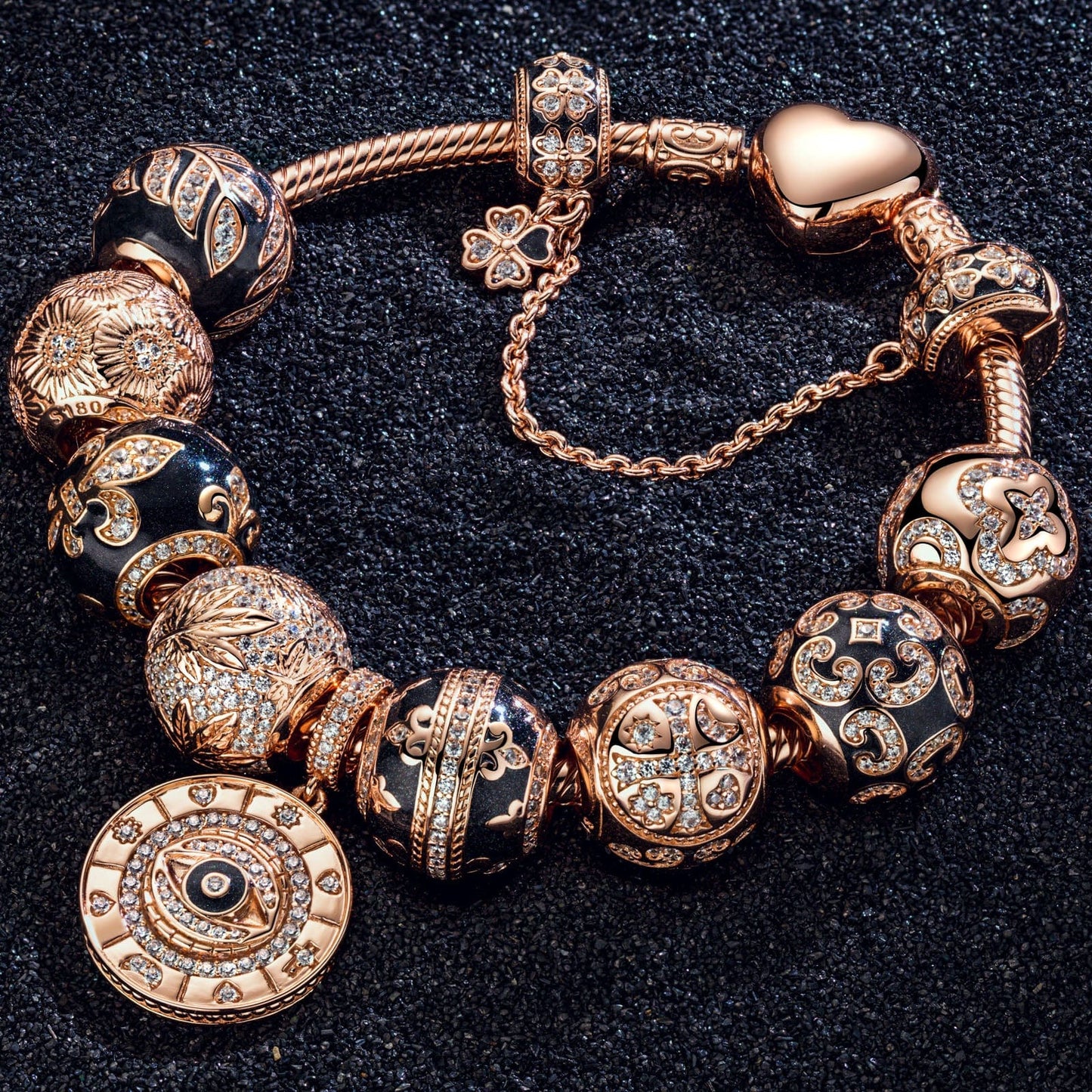 [💥As @evy_onelove's Pick] Memories Of Versailles Tarnish-resistant Silver Charms Bracelet Set With Enamel In Rose Gold Plated (Includes bracelet and all charms shown)