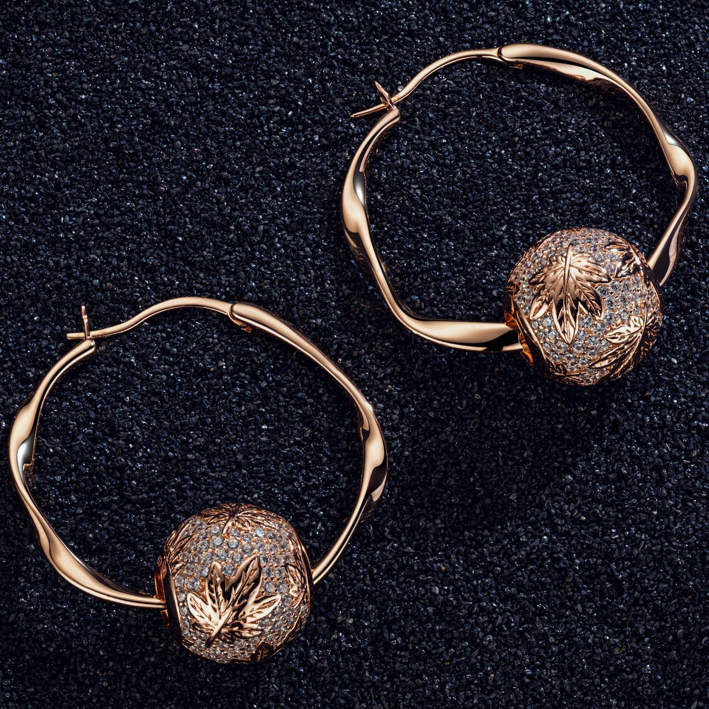 Maple Leaf Tarnish-resistant Silver Charms Earrings Set In Rose Gold Plated