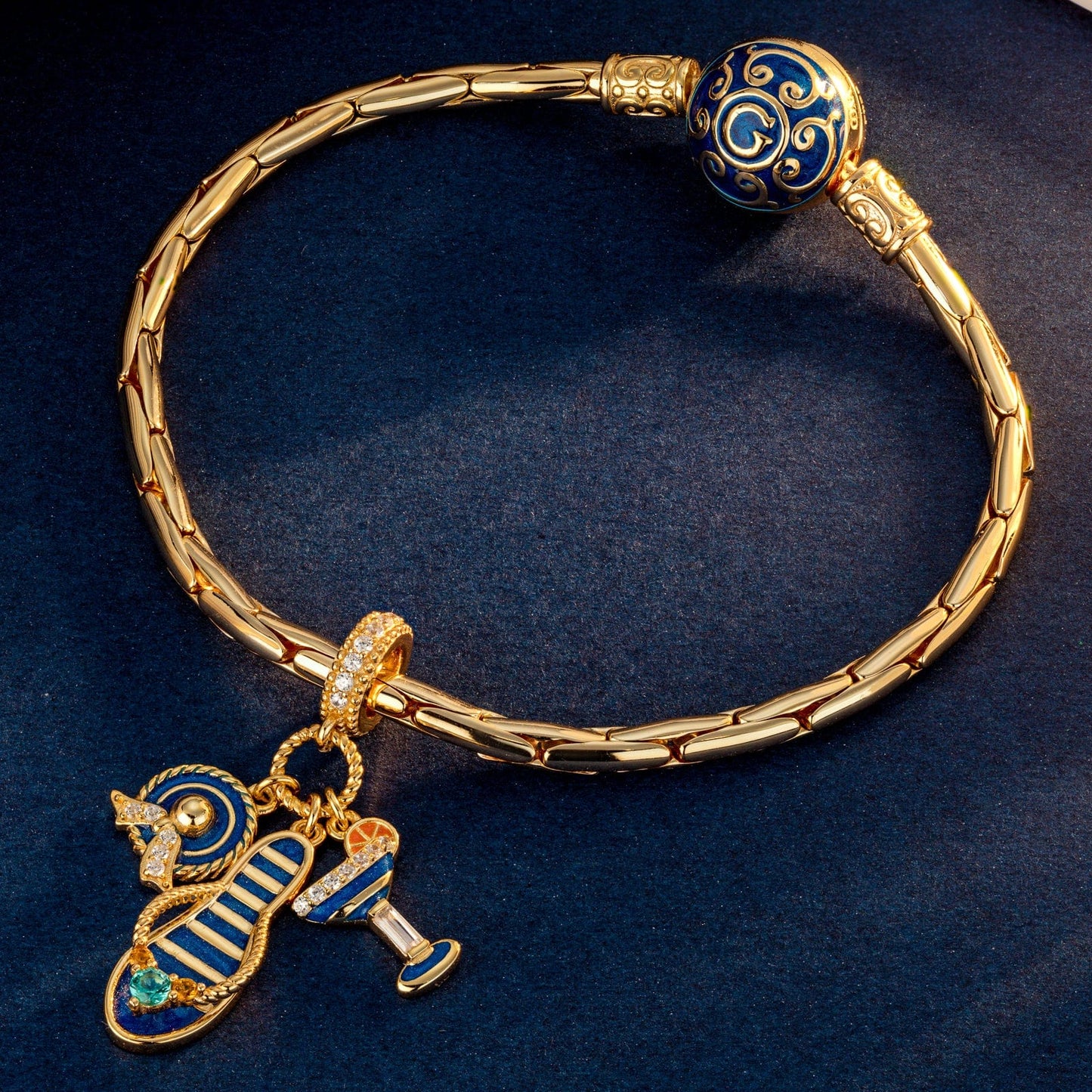 Summer Splendor Tarnish-resistant Silver Dangle Charms With Enamel In 14K Gold Plated