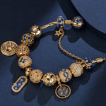 Sterling Silver Starlight Wishes Charms Bracelet Set With Enamel In 14K Gold Plated (Includes bracelet and all charms shown)