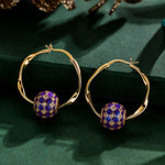 [💥As @mygreatchallenge's Pick] Purple Magic City Tarnish-resistant Silver Charms Earrings Set M Size Classic Hoop Earrings with Sterling Silver Ear Post With Enamel In 14K Gold Plated