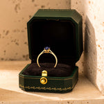 Oval Brilliant Cut Royal Blue Hue Lab-Certified Blue Sapphire - Solitaire Classic Engagement Ring 14K Yellow Gold Plated (Includes GRC Certification from Gemstone Research Center)