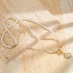 Delicate Seashell Tarnish-resistant Silver Pearl Necklace Set In 14K Gold Plated