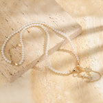 Anchor And Helm Tarnish-resistant Silver Pearl Necklace Set In 14K Gold Plated