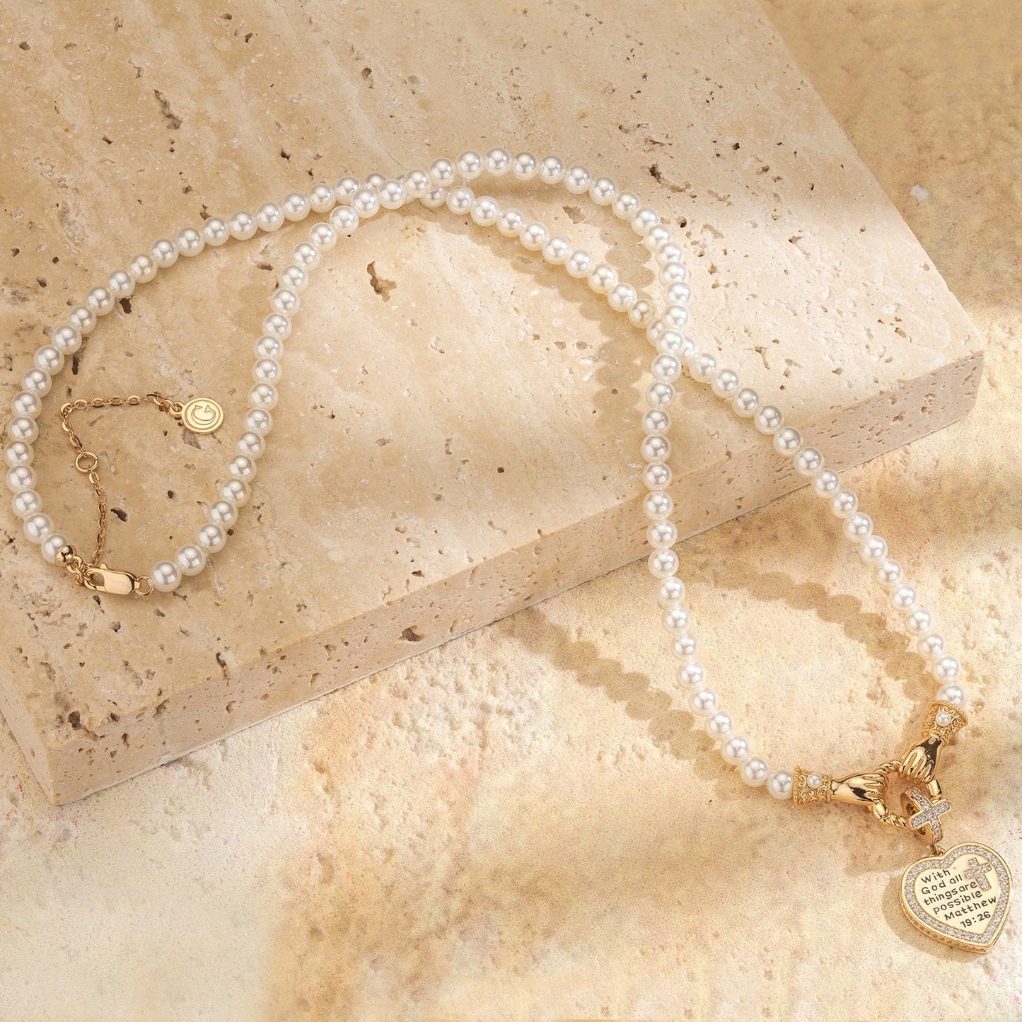 God's Welfare Tarnish-resistant Silver Pearl Necklace Set In 14K Gold Plated