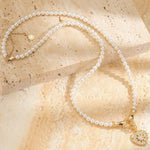 Queen Of Glitter Tarnish-resistant Silver Pearl Necklace Set In 14K Gold Plated