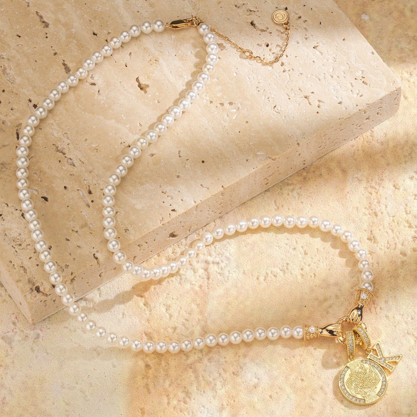 Winning Edge Tarnish-resistant Silver Pearl Necklace Set In 14K Gold Plated